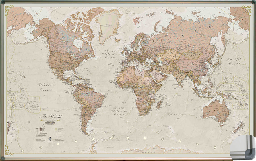Panneau épinglable (en anglais) - Monde, style antique - 136 x 84 cm | Maps International panneau épinglable Maps International 