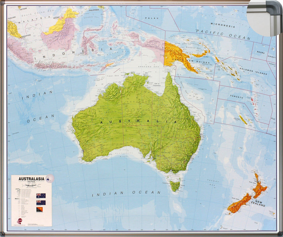 Panneau magnétique (en anglais) - Australasie politique - 120 x 100 cm | Maps International panneau magnétique Maps International 