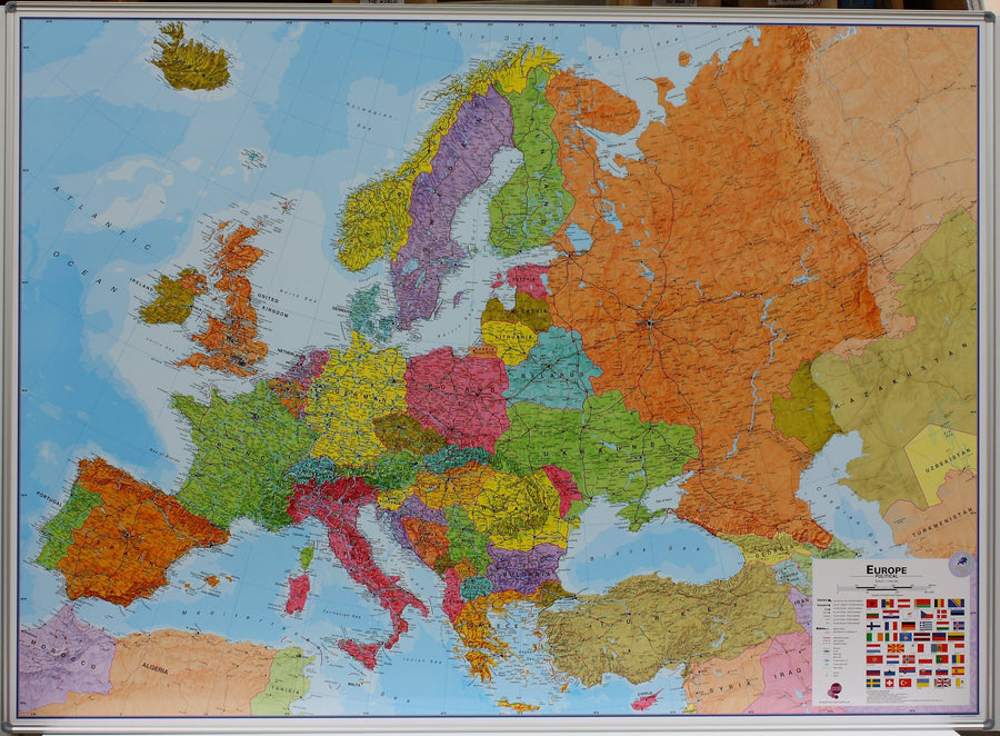 Panneau magnétique (en anglais) - Europe politique - 165 x 120 cm | Maps International panneau magnétique Maps International 