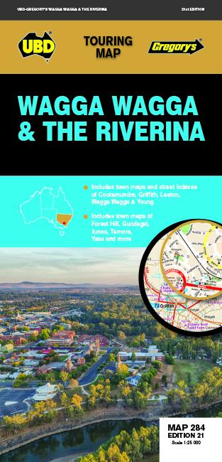 Plan & Carte régionale - Wagga Wagga & Riverina (Nouvelle-Galles du Sud), n° 284 | UBD Gregory's carte pliée UBD Gregory's 