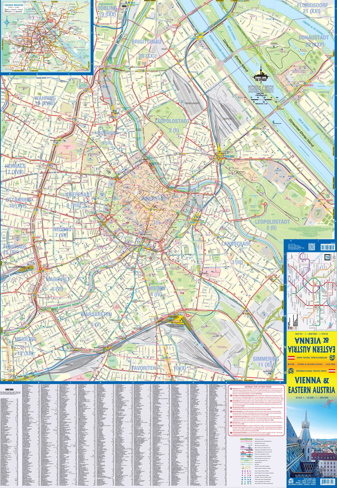 Plan détaillé de Vienne & carte de l'Autriche orientale | ITM carte pliée ITM 