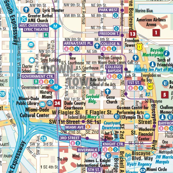 Plan plastifié - Miami | Borch Map carte pliée Borch Map 