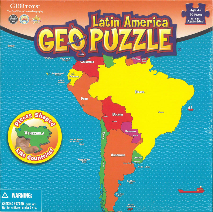 Puzzle géographique (en anglais)- Amérique Latine (50 pièces) pour enfants 4 ans et + | Geotoys puzzle Geotoys 