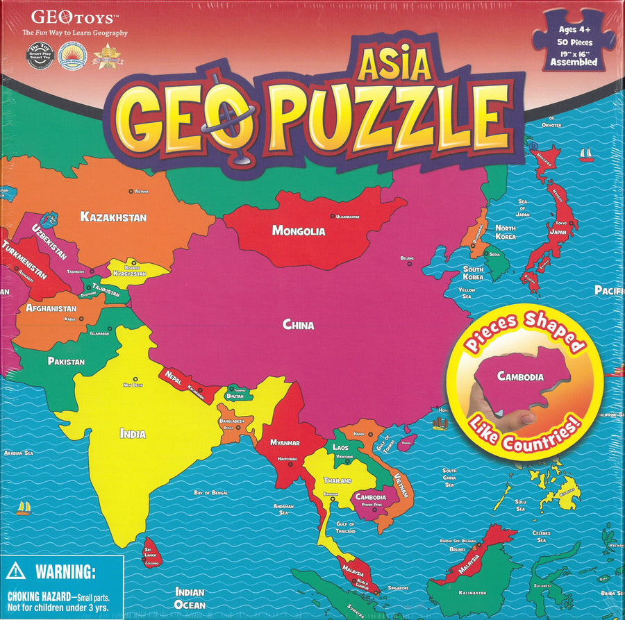 Puzzle géographique (en anglais)- L'Asie (50 pièces) pour enfants 4 ans et + | Geotoys puzzle Geotoys 