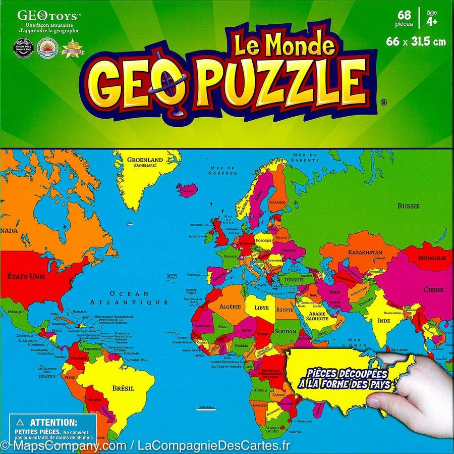 Puzzle géographique - Le monde (68 pièces) pour enfants 4 ans et + | Geotoys puzzle Geotoys 