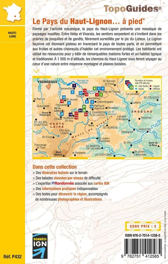 Topoguide de randonnée - Pays du Haut-Lignon à pied | FFR guide petit format FFR - Fédération Française de Randonnée 