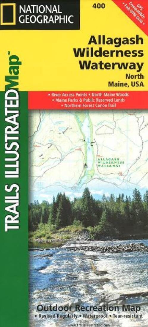 Trails Map of Allagash Wilderness Waterway, North, Maine, # 400 | National Geographic Hiking Map 