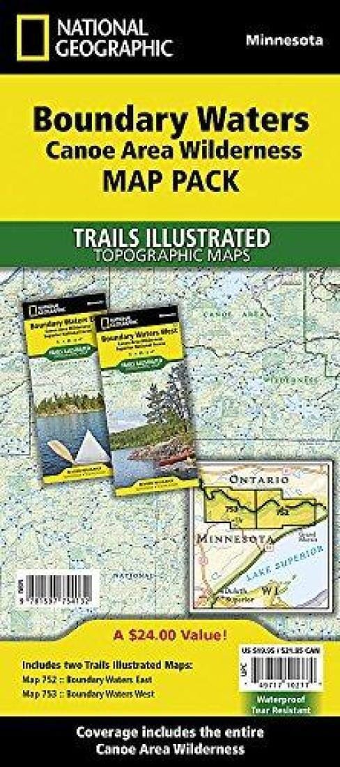 Trails map of Boundary Waters Canoe Area Wilderness, Minnesota - # 752, # 753 (Pack Bundle) | National Geographic