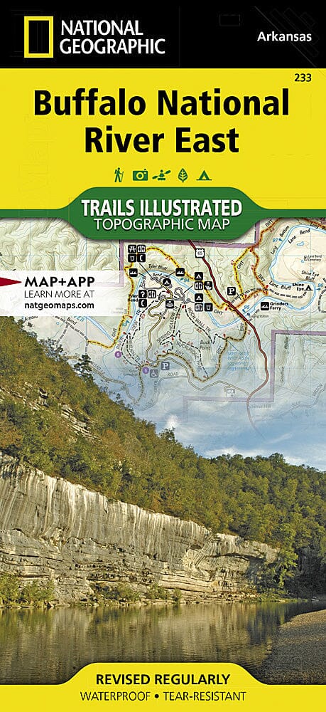 Trails Map of Buffalo National River, East, Arkansas, # 233 | National Geographic carte pliée National Geographic 