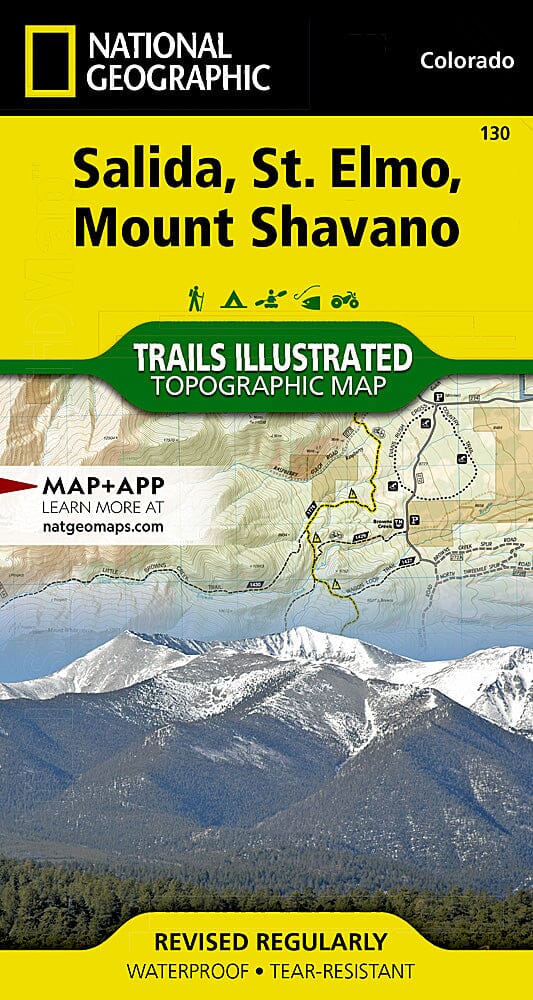 Trails Map of Salida / St. Elmo / Shavano Peak (Colorado), # 130 | National Geographic carte pliée National Geographic 