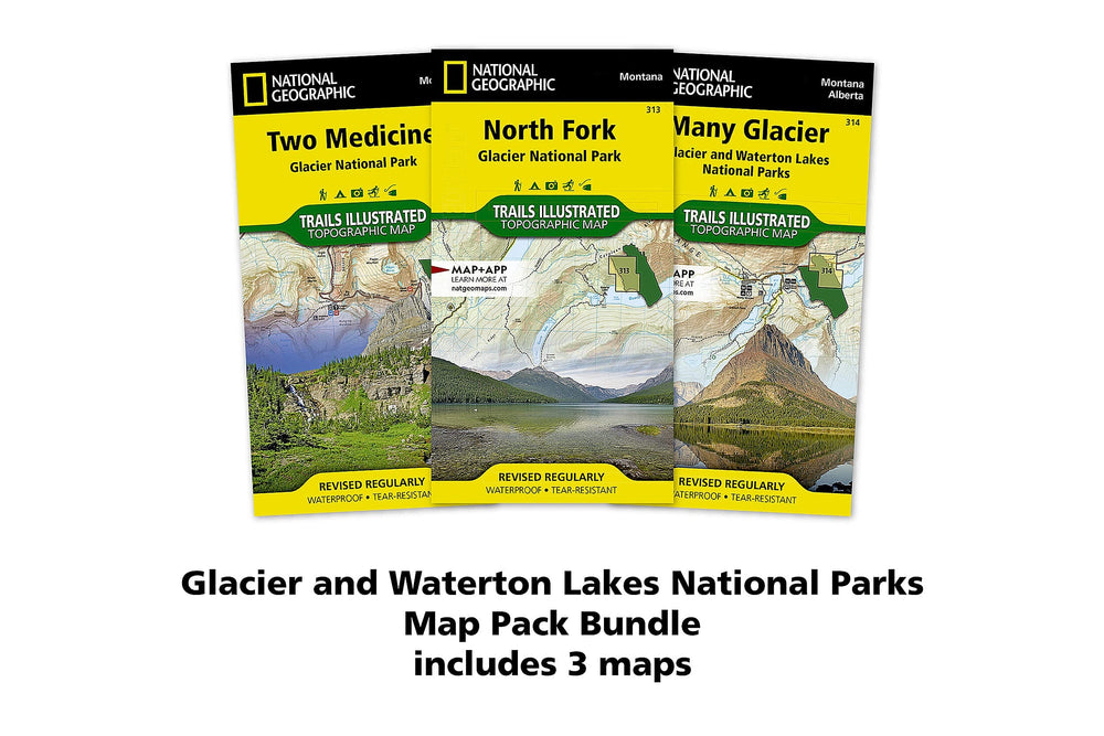 Trails Maps of Glacier & Waterton Lakes National Parks (Montana, Alberta), # 313, 314, 315 (Pack Bundle) | National Geographic carte pliée National Geographic 