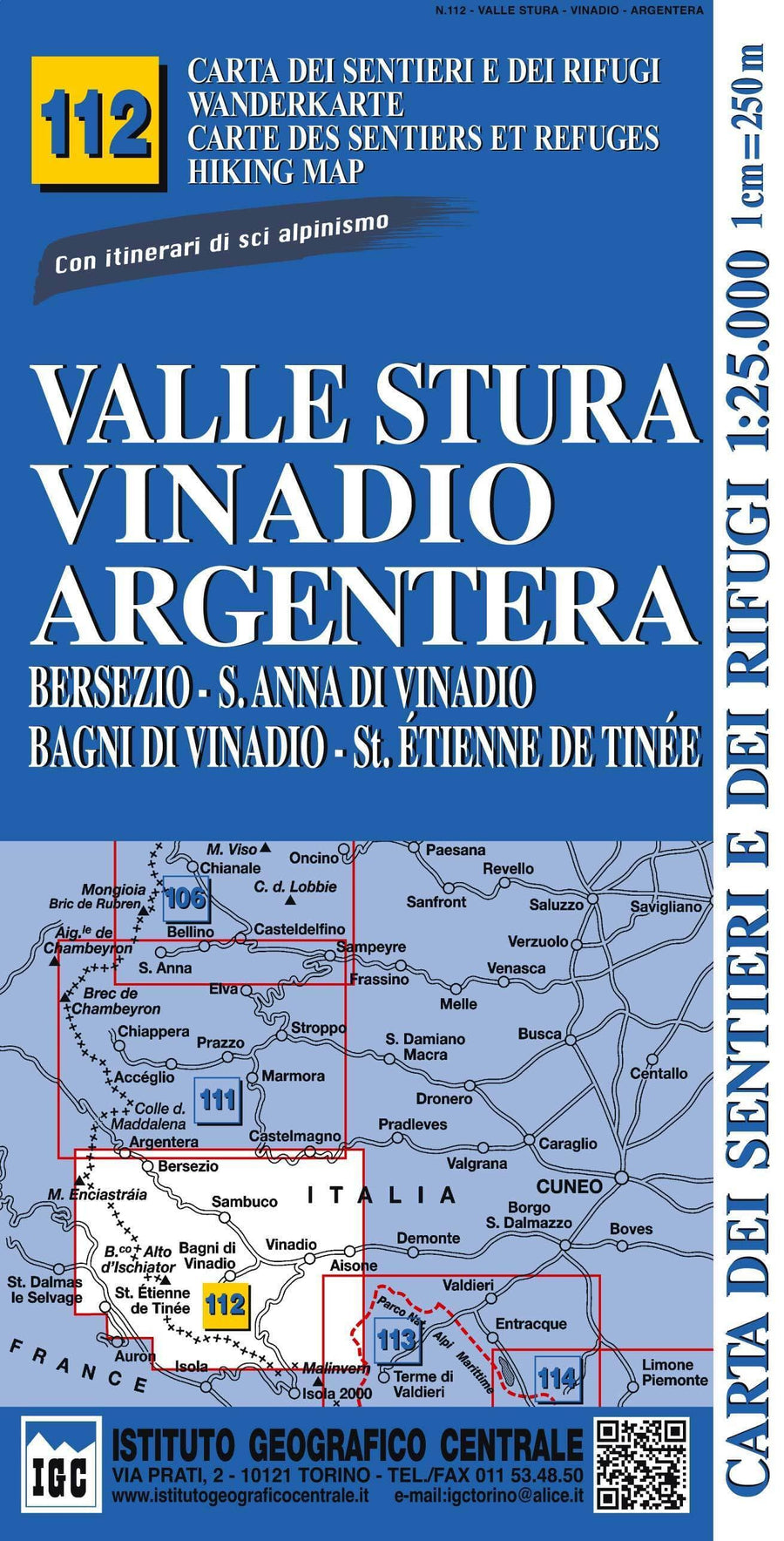 Valle Stura Vinadio Argentera | Istituto Geografico Centrale Hiking Map 